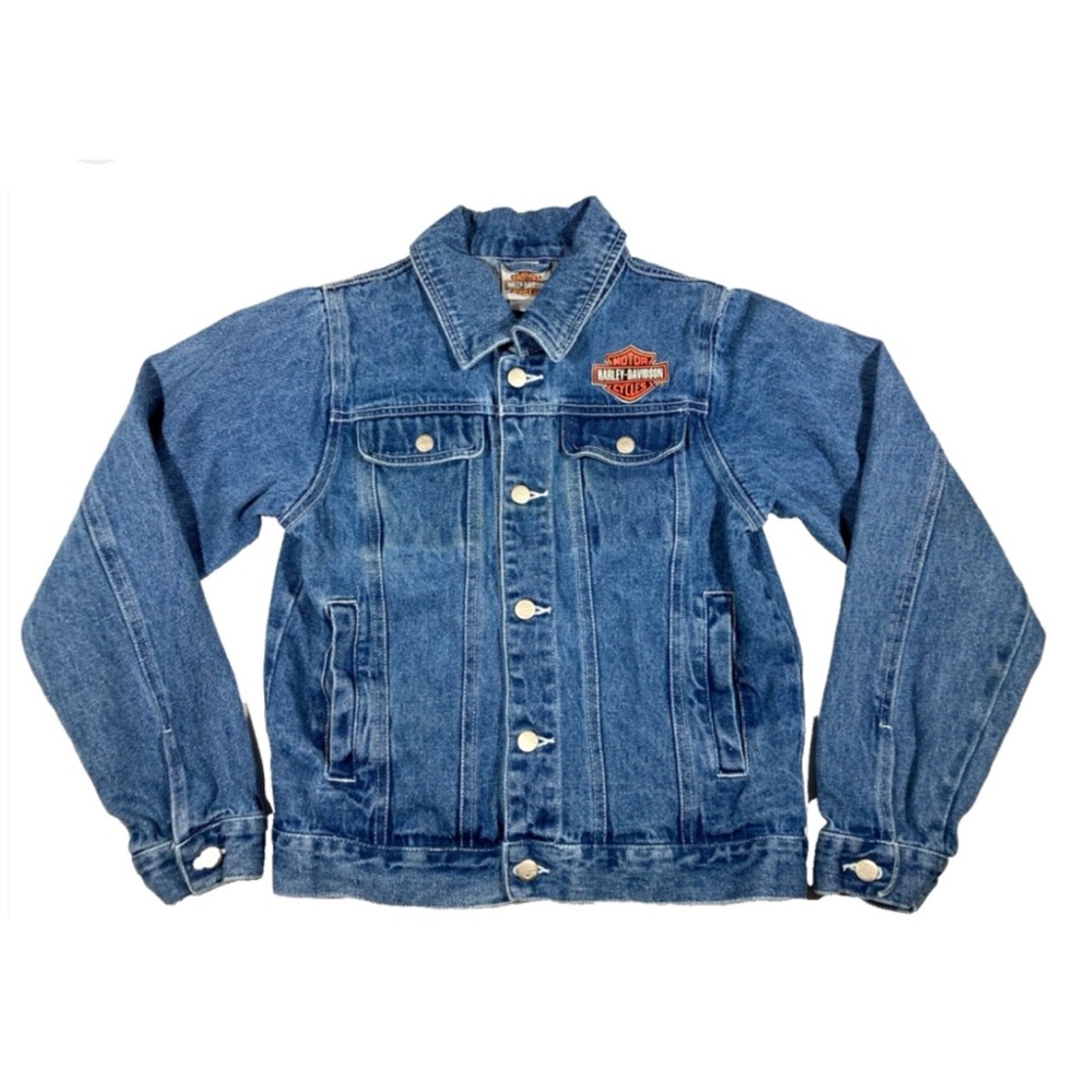 Harley Davidson Motorcycles Medium Wash Denim Jean Jacket Kids Size 4/5